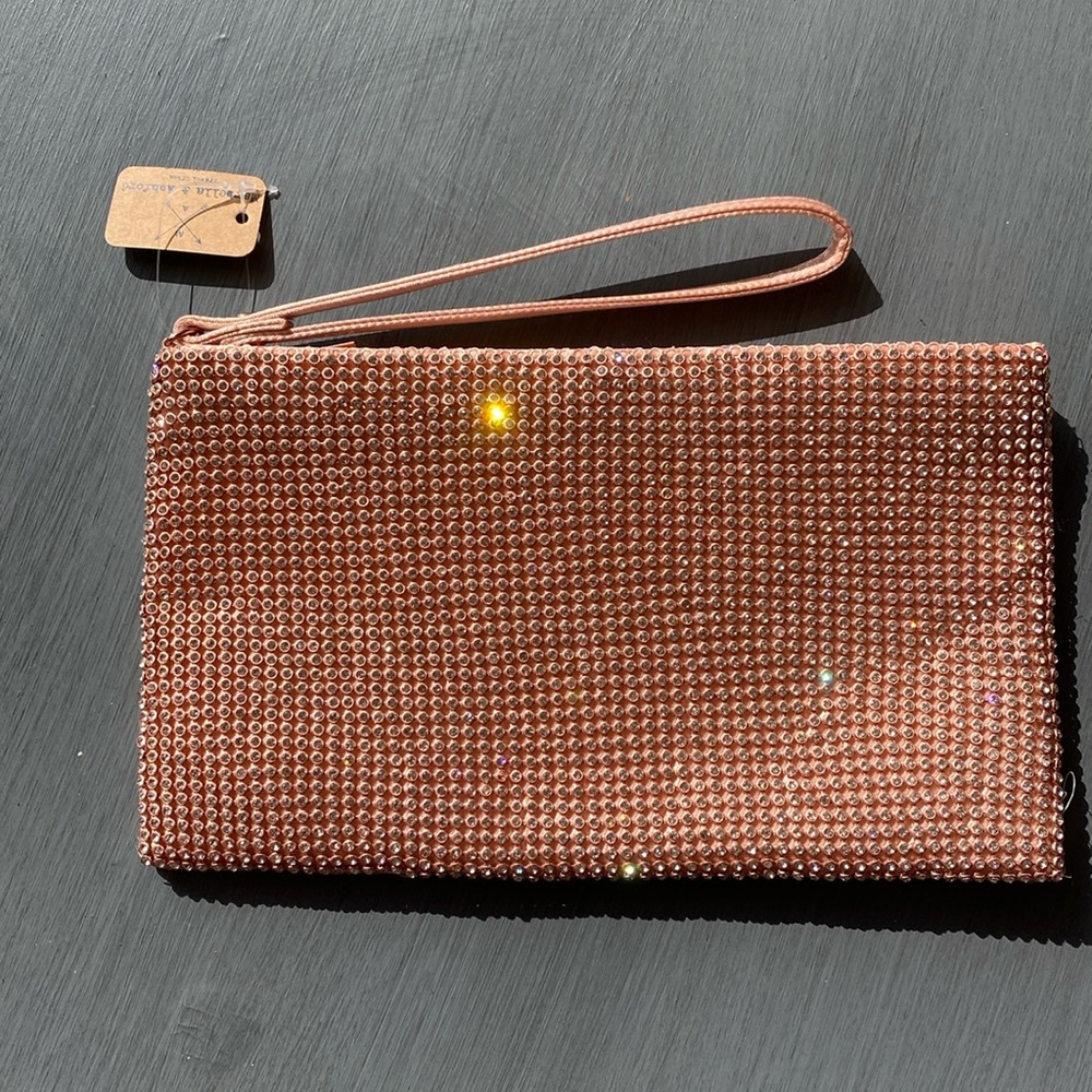 Marbella & Ashford Blinged Out Fabric Wristlet Make Up Bag 8.5 x 5